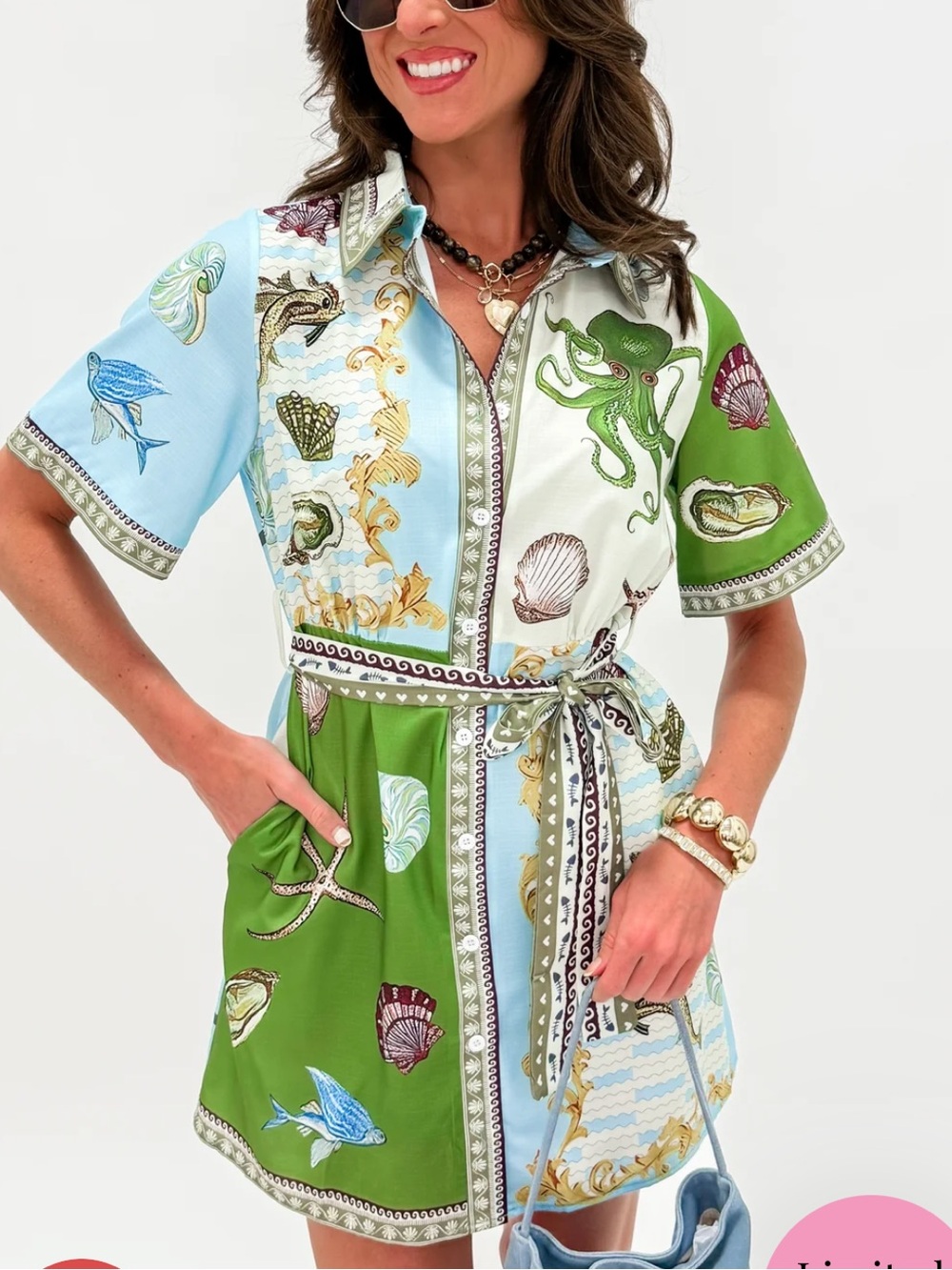 Sundayup Ocean Print Dress Size Large